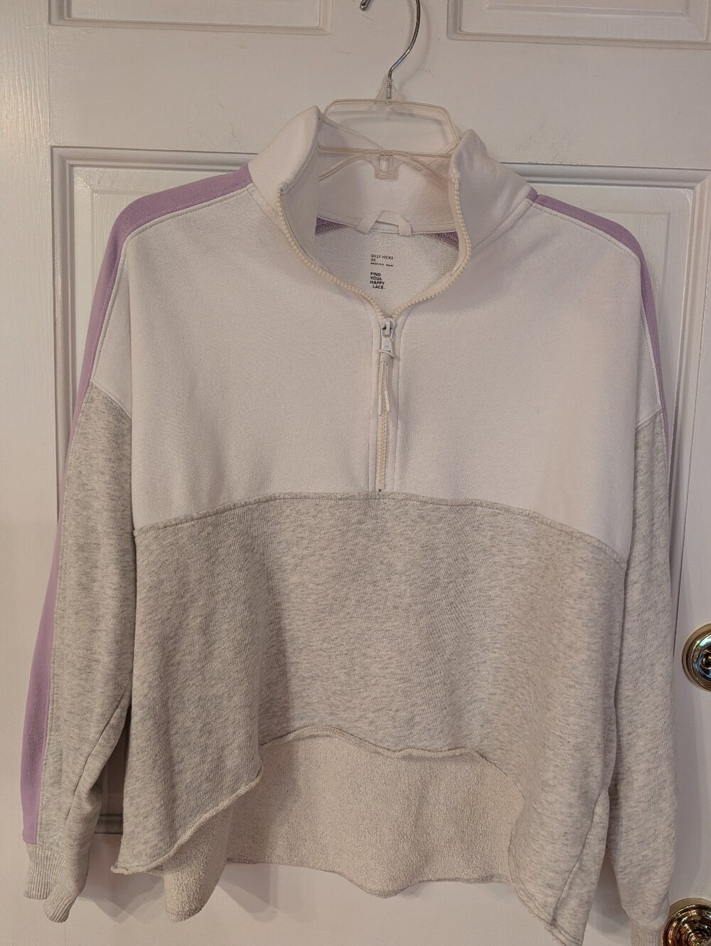 Women's Hollister Gilly Hicks Cropped Colorblock Quarter-Zip Pullover Sz XS